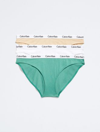 Calvin Klein Womens Carousel Logo Cotton 3-Pack Bikini - Multi - XS