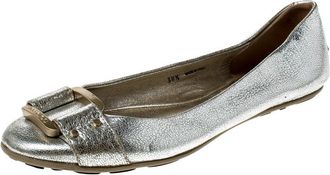 Jimmy Choo London Metallic Silver Leather Ballet Flats