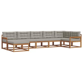 vidaXL Conjunto De Sof&aacute;s De Exterior 7 Pcs Gris Natural Y Claro Vidaxl
