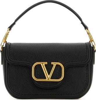 Valentino Garavani Black Leather Alltime Shoulder Bag