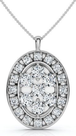 Pompeii3 Certified 2 1/2Ct Oval Diamond Cluster Pendant 14k Gold Lab Grown Size: 3/4 Tall