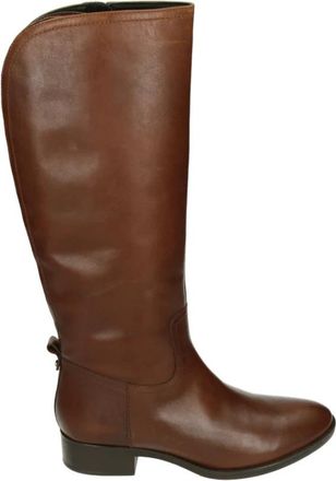 Geox Elegante Hoge Hak Leren Laarzen - Dames - Hoge Laarzen - Bruin - 39 EU - Leer - Schoenen