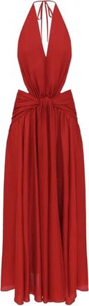 Zimmermann Indra Plunge Halter Maxi Dress - female - Zimmermann - Gowns - Red - 2XS - Dresses