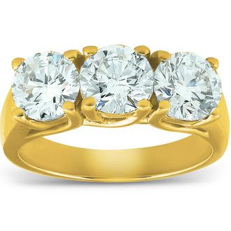Pompeii3 2 1/2ct Three Stone Diamond Engagement Ring 14K Yellow Gold Size Selectable