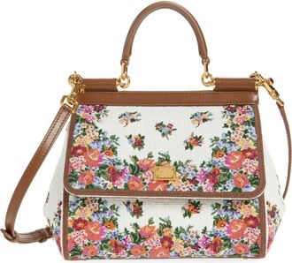 Dolce & Gabbana Medium Sicily Floral Embroidered Handbag in Multicolor/Cammello at Nordstrom