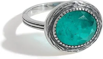 Tiramisu Silver Plated 4.00 Ct. Tw. Emerald Doublet Quartz Solitaire Ring
