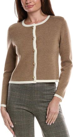 Bruno Magli Tipped Merino Wool Cropped Jacket