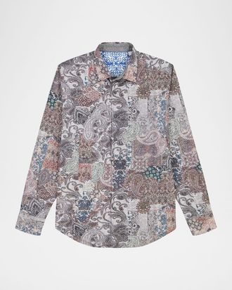 Robert Graham Mens Remsen Paisley Patchwork Button-Down Shirt