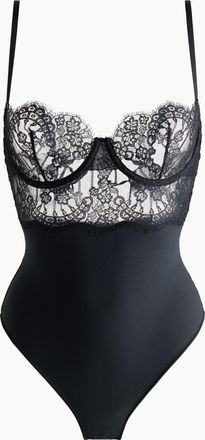 H&M Body mit Spitzenoberteil - Schwarz