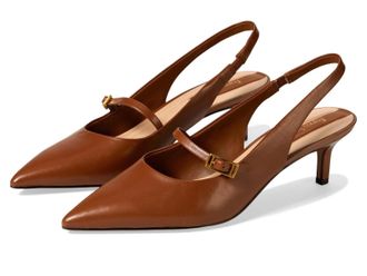 Franco Sarto Khloe Pump WomensM Brown Leather Slingback Kitten Heel ZOGG2940