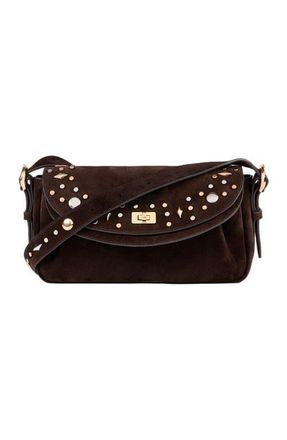 Sandro Le Mambo Janys Studded Suede Bag in Black Brown at Nordstrom, Size Medium