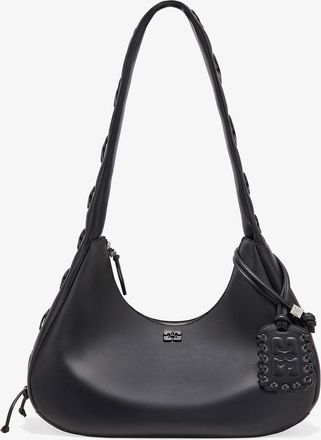 Ganni Black Medium Laces Hobo Bag