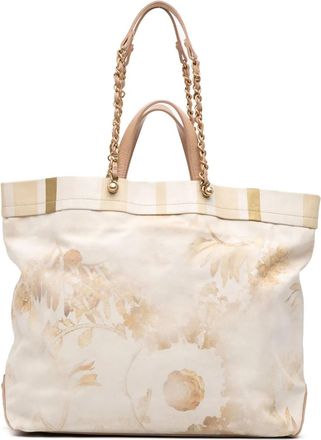 Chanel Borsa tote in tela a fiori 2018 - Marrone