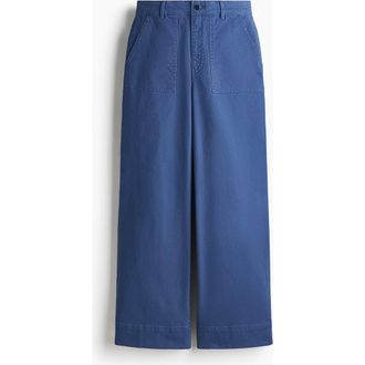 H&M Cotton Canvas Trousers in Blue at Nordstrom, Size 14