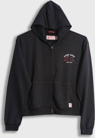 Iron And Resin Mens Good Luck Zip Hoodie In Black