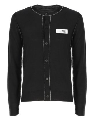 Maison Margiela Black Contrast Trim Button-Up Knit Cardigan