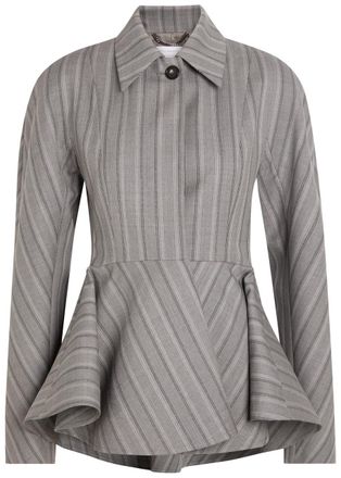 Stella McCartney Stella Mccartney Striped Peplum-hem Wool Jacket - Grey - 42 (UK10 / S)