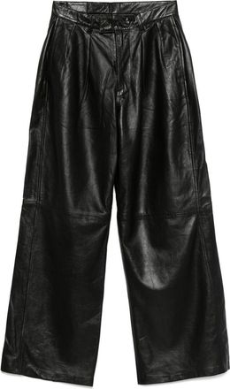 R13 Pleated Leather Trousers - Womens - Polyester/Sheepskin