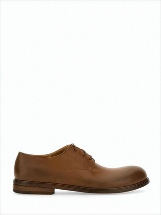 Marsèll Minimalist Brown Leather Dress Shoes With Rounded Toe