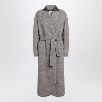 Brunello Cucinelli Brunello Cucinelli Brown Mélange Wool Blend Coat With Belt