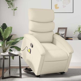 vidaXL Vidaxl - Sill&oacute;n Reclinable De Masaje De Pie Cuero Artificial Color Crema