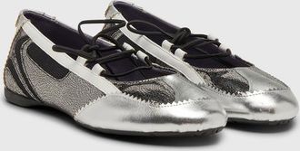 Diesel D-Mile-Metallic lace-up ballet flats - Flats - Woman - Silver