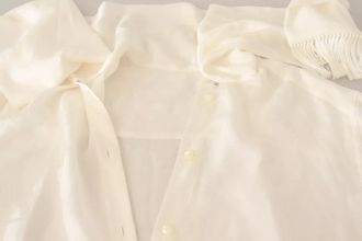 Dolce & Gabbana White Blouse Ascot Collar Shirt Silk Button Womens Top (Pre-Owned)
