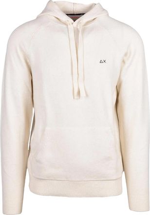 Sun 68 White Merino Wool-Blend Hooded Knit Sweater