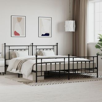 Berkfield Home Metal Bed Frame with Headboard & Footboard Black 200x200 cm