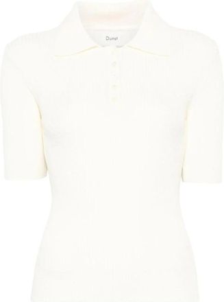 Dunst Buttoned Slim Polo Knit - Dames - Polos - Beige - L - Katoen - Tops