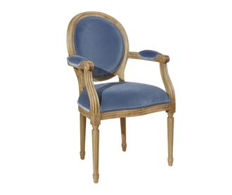 Robin des Bois Silla de mesa estilo cl&aacute;sico en madera y terciopelo azul luis