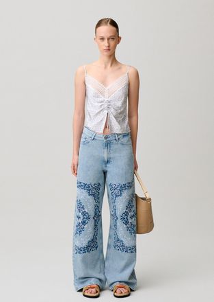 Claudie Pierlot Jean brod&eacute; jambes larges