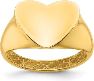 Diamond2Deal 14k Yellow Gold Polished Heart Signet Ring