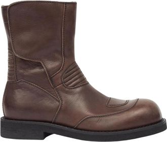 Maison Margiela Leren Motorlaarzen - Dames - Enkellaarsjes - Bruin - 36 EU - Leer - Schoenen