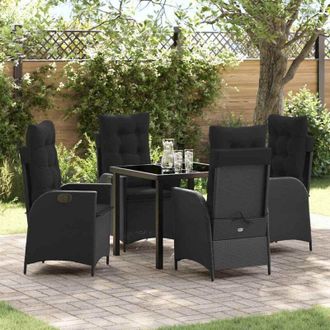 vidaXL Conjunto De Comedor De Jard&iacute;n 5 Pcs Negro Rat&aacute;n Sint&eacute;tico Vidaxl