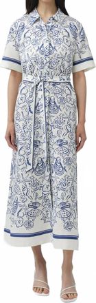 SIMKHAI Audria Belted Midi Dress In Blueberry Multi