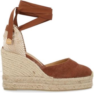 Castaner Brown Solid Ankle-strap Wedges