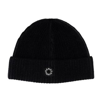 Kenzo Unisex Ff68bu200kwa-99 Ribbed Nylon Beanie Black