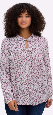 Sheego Druckbluse SHEEGO, Damen, Gr. 44, beige (ecru, erika, bedruckt), 100% Viskose, bedruckt, gebl&uuml;mt, gemustert, mehrfarbig, Blusen Druckbluse