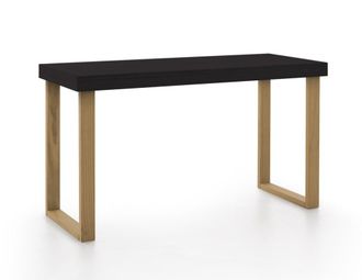 HOGAR 24 Escritorio de madera maciza natural, color negro y encerado