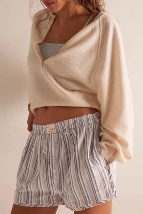 Free People Day To Day Pajama Shorts Womens Gray Combo Flannel Boxers GBO3523