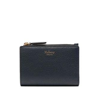 Mulberry Wallets & Cardholders, female, Blue, Size: ONE SIZE Blue Leather Cardholder Zip Wallet