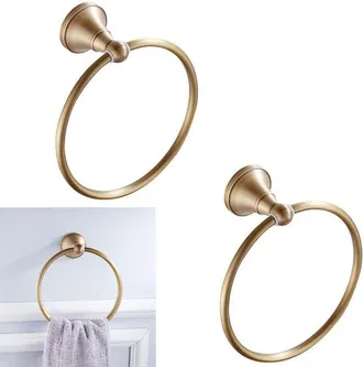 OEM Toallero Redondo De 2 Piezas, Gancho Para Toallas, Anillo Para Toallas De Lat&oacute;n, Colgante, 18,5 Cm De Di&aacute;metro, Colgante De Cobre, Dorado