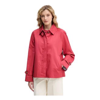Benetton Jas met knoopsluiting en raglanmouwen - Dames - Jassen - Rood - Maat: XS Katoen