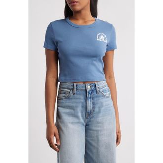 Junk Food Montauk Sailing Club Cotton Graphic Baby Tee in Navy at Nordstrom Rack, Size X-Small
