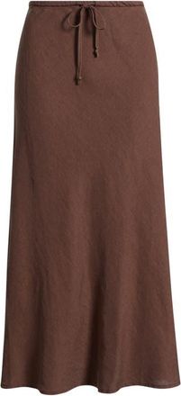 Marine Layer Avery Linen Blend Midi Skirt in Chocolate at Nordstrom, Size X-Large