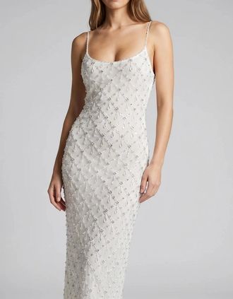 Oceanus Womens Calliope Luxury Crystal Maxi Party Dress White - Size: 10/8