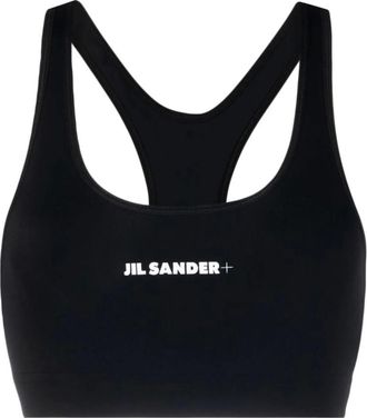Jil Sander Tops, Dames, Zwart, XS, Sportieve Zwarte Logo Print Top