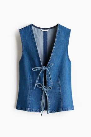 H&M Tie-front Denim Waistcoat in Denim Blue at Nordstrom, Size X-Large