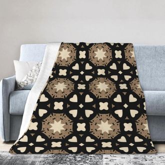 OEM Manta De Franela De 203 X 152 Cm Con Estampado De Tr&eacute;bol De Cuatro Hojas En Azul Marroqu&iacute; Y Blanco, Ultrasuave Y Ligera, Ideal Para Sof&aacute;s Cama Durante